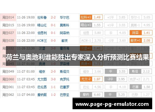 荷兰与奥地利谁能胜出专家深入分析预测比赛结果